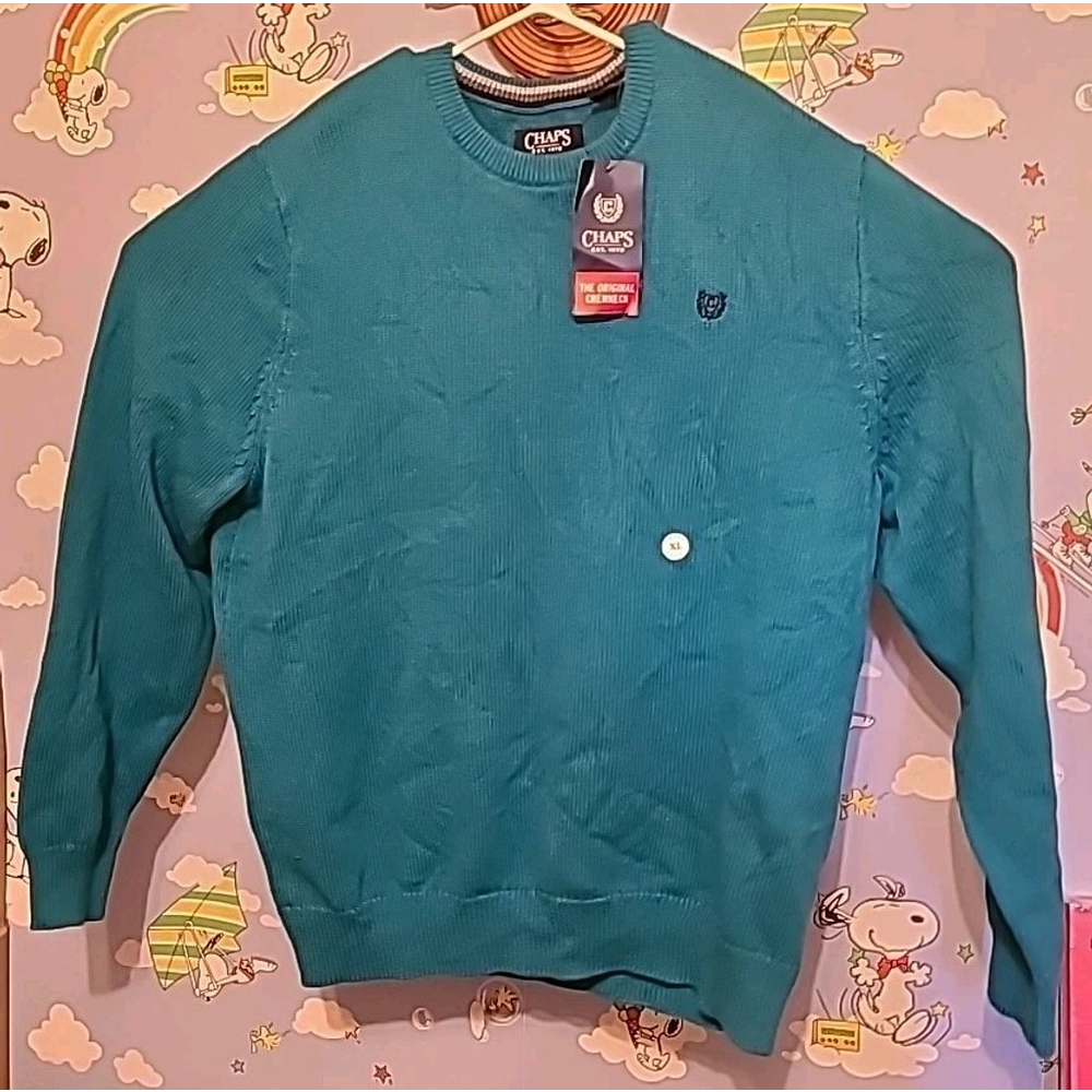 Chaps Light Blue Sweater Size XL Men’s Pullover Crew Neck New With Tags